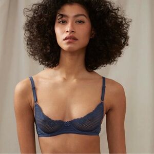 TIMPA Alice Lace Demi Bra in Dark Denim
